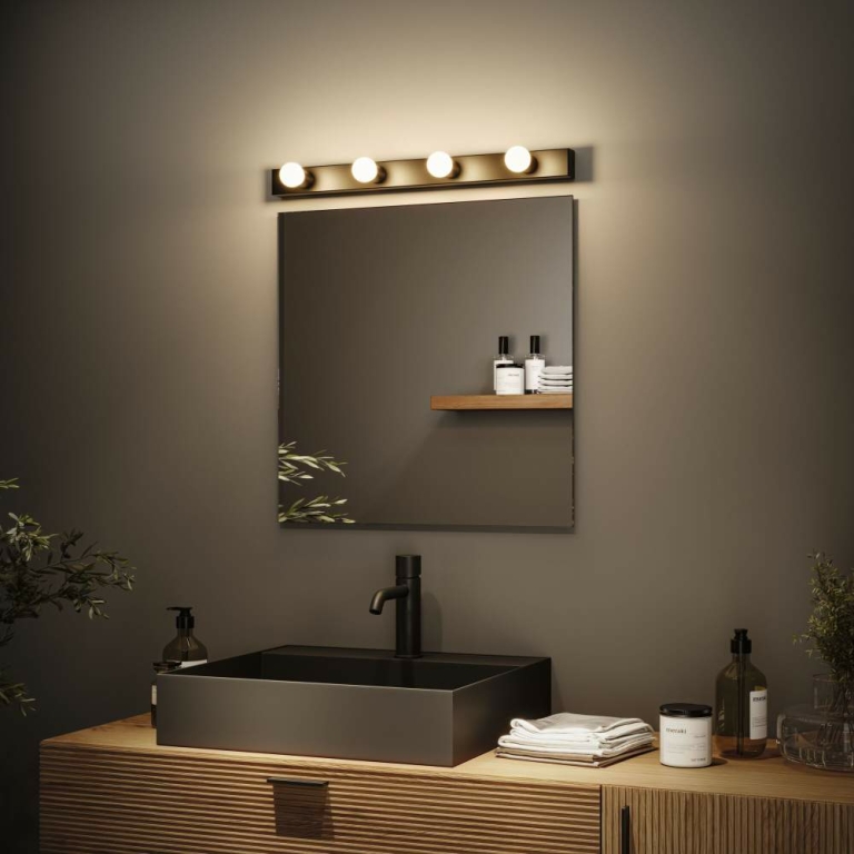 Paulmann Spiegelleuchte Regula II  IP44 E14   230V max. 4x40W dimmbar Schwarz