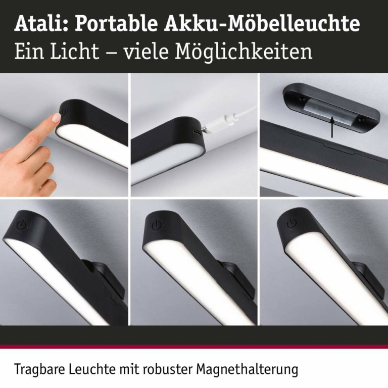 Paulmann Mobile Möbelaufbauleuchte Atali 240lm 4000K Schwarz