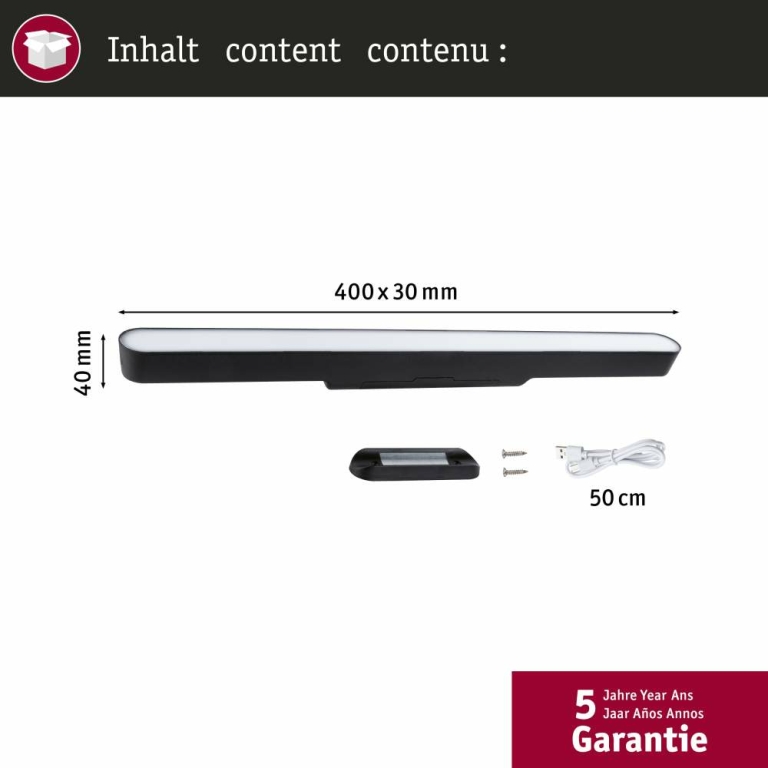 Paulmann Mobile Möbelaufbauleuchte Atali 240lm 4000K Schwarz
