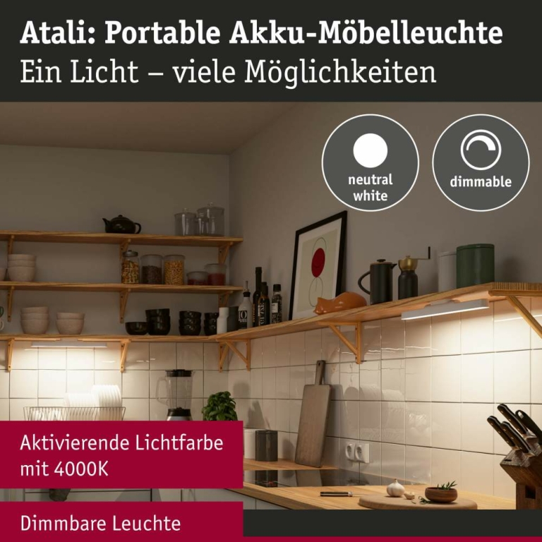 Paulmann Mobile Möbelaufbauleuchte Atali 240lm 4000K Weiß