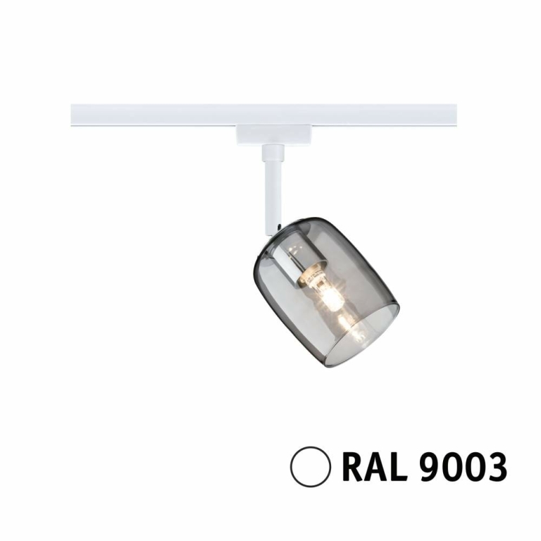 Paulmann URail Schienenspot Blossom  G9  max. 10W  dimmbar 230V Signalweiß Rauchglas
