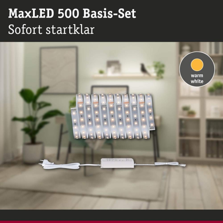 Paulmann MaxLED 500 LED Strip Warmweiß Basisset  3m   11W 550lm/m 64 LEDs/m 2700K 30VA