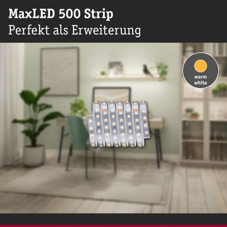 Paulmann MaxLED 500 LED Strip Warmweiß Einzelstrip  2,5m   9W 550lm/m 64 LEDs/m 2700K