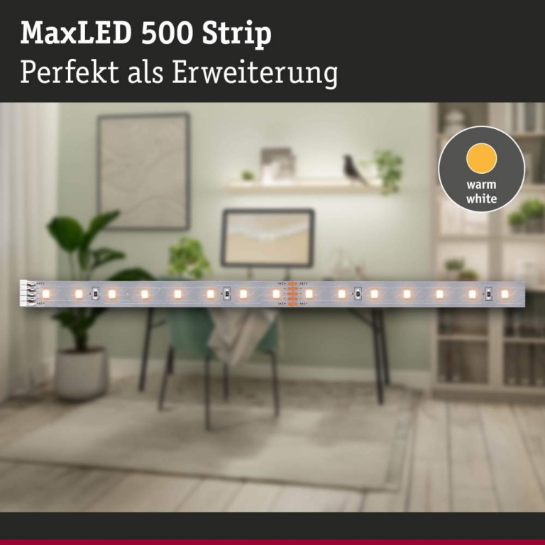 Paulmann MaxLED 500 LED Strip Warmweiß Einzelstrip  1m   3,6W 550lm/m 64 LEDs/m 2700K