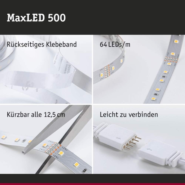 Paulmann MaxLED 500 LED Strip Neutralweiß Basisset  3m   11W 550lm/m 64 LEDs/m 4000K 30VA