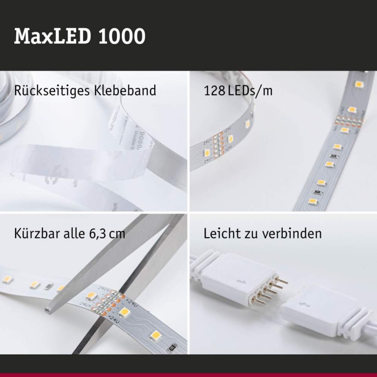 Paulmann MaxLED 1000 LED Strip Warmweiß Basisset  3m   22W 1100lm/m 128 LEDs/m 2700K 40VA