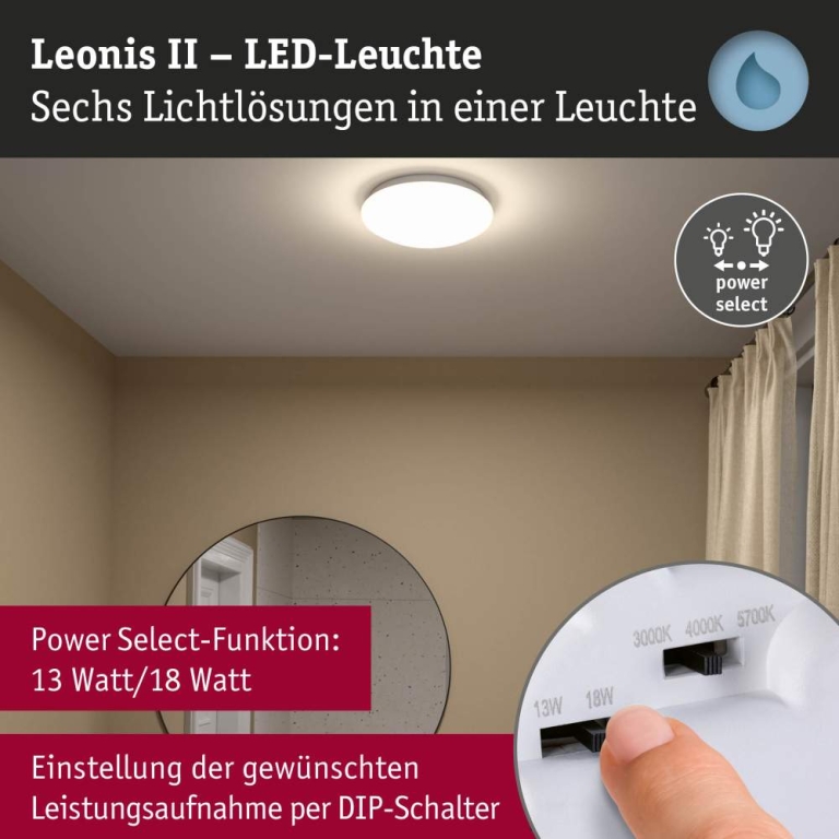 Paulmann LED Deckenleuchte Leonis II   IP44  3000 - 5700K 1750lm 230V 16,5W  Weiß