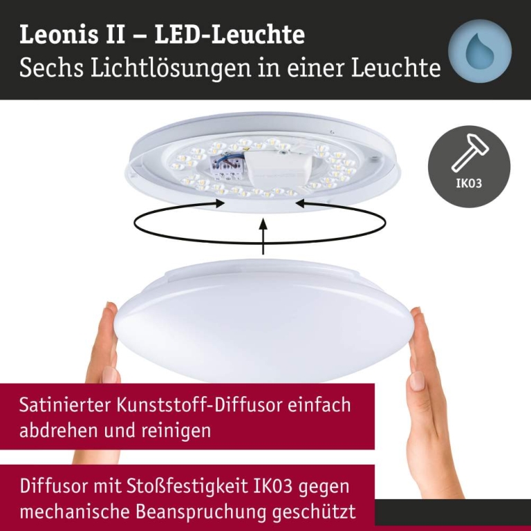Paulmann LED Deckenleuchte Leonis II   IP44  3000 - 5700K 1750lm 230V 16,5W  Weiß