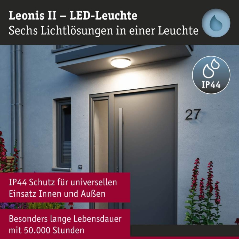 Paulmann LED Deckenleuchte Leonis II   IP44  3000 - 5700K 1750lm 230V 16,5W  Weiß