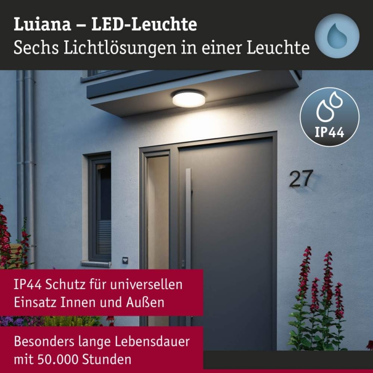 Paulmann LED Deckenleuchte Luiana   IP44  3000 - 5700K 1750lm 230V 16,5W  Weiß
