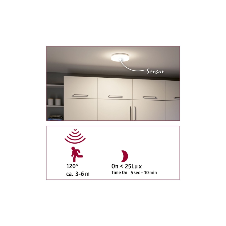 Paulmann LED Deckenleuchte Luiana Dämmerungsgesteuerter Bewegungsmelder (HF)  IP44  3000 - 5700K 1750lm 230V 16,5W  Weiß