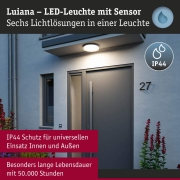 LED Deckenleuchte Luiana Dämmerungsgesteuerter Bewegungsmelder (HF)  IP44  3000 - 5700K 1750lm 230V 16,5W  Weiß