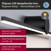 LED Spiegelleuchte Sava  IP44  3000K 250lm 230V 4,2W  Schwarz matt