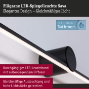 LED Spiegelleuchte Sava  IP44  3000K 850lm 230V 13,5W  Schwarz matt