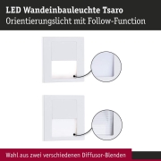 LED Wandeinbauleuchte Tsaro Weiß matt (Follower) Orientierungslicht 1W 80lm 2700K 230V