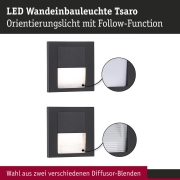 LED Wandeinbauleuchte Tsaro Schwarz matt (Follower) Orientierungslicht 1W 80lm 2700K 230V