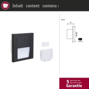 LED Wandeinbauleuchte Tsaro Schwarz matt (Follower) Orientierungslicht 1W 80lm 2700K 230V