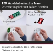 LED Wandeinbauleuchte Tsaro Chrom matt (Follower) Orientierungslicht 1W 80lm 2700K 230V