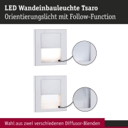 LED Wandeinbauleuchte Tsaro Chrom matt (Follower) Orientierungslicht 1W 80lm 2700K 230V