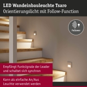 LED Wandeinbauleuchte Tsaro Chrom matt (Follower) Orientierungslicht 1W 80lm 2700K 230V