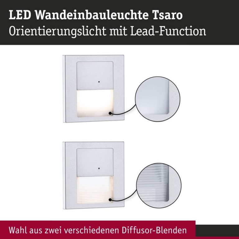 Paulmann LED Wandeinbauleuchte Tsaro Chrom matt (Leader) Orientierungslicht 1W 80lm 2700K 230V