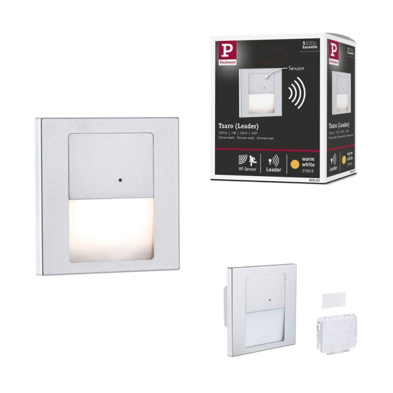 Paulmann LED Wandeinbauleuchte Tsaro Chrom matt (Leader) Orientierungslicht 1W 80lm 2700K 230V
