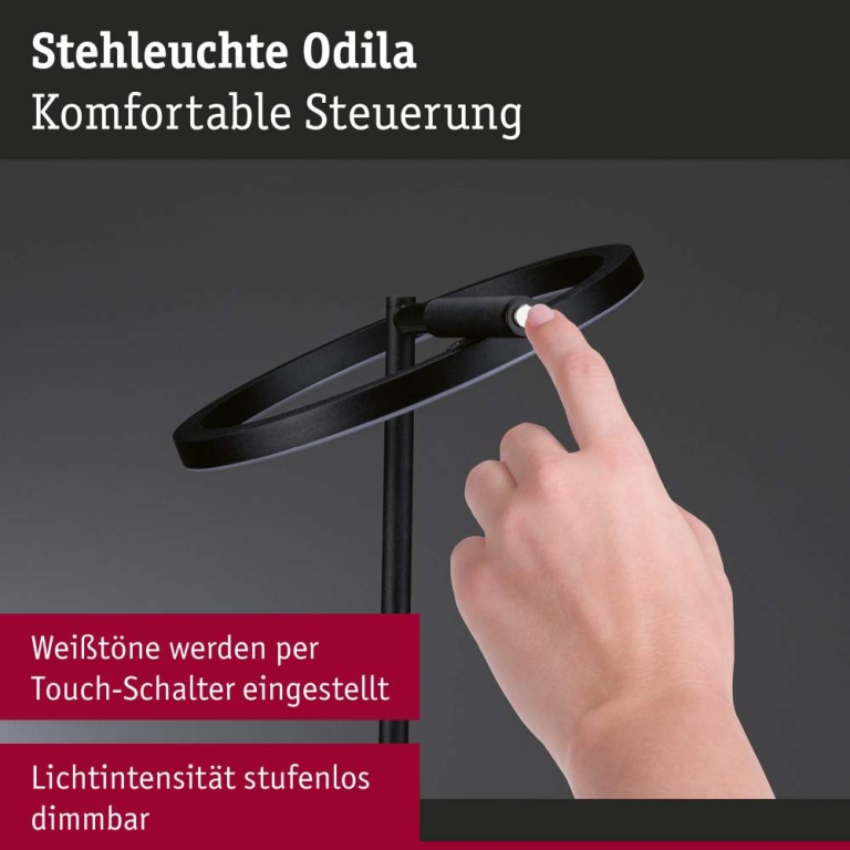 Paulmann LED Stehleuchte Odila  Tunable White 2x1200lm 2x10,4W Schwarz matt, Chrom