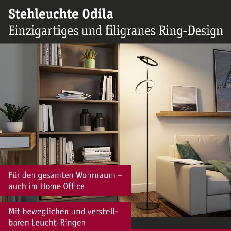 Paulmann LED Stehleuchte Odila  Tunable White 2x1200lm 2x10,4W Schwarz matt, Chrom