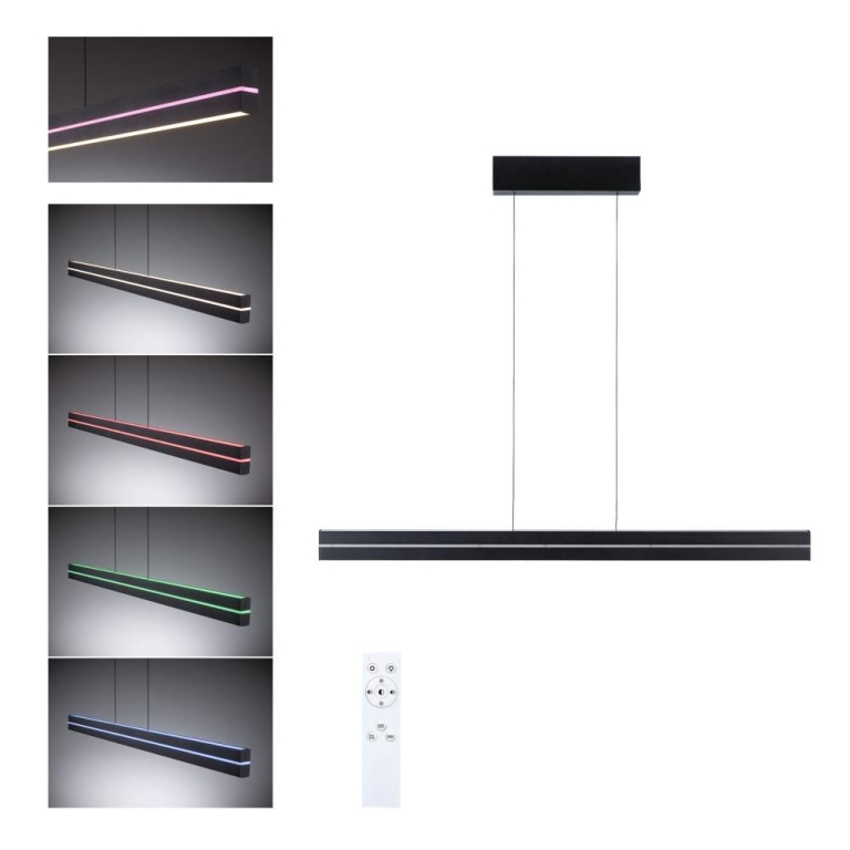 Paulmann LED Pendelleuchte Raiko RGBW+  2300lm / 370lm 19W / 6W Schwarz
