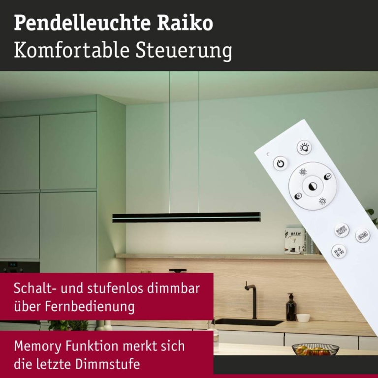 Paulmann LED Pendelleuchte Raiko RGBW+  2300lm / 370lm 19W / 6W Schwarz