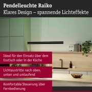 LED Pendelleuchte Raiko RGBW+  2300lm / 370lm 19W / 6W Schwarz