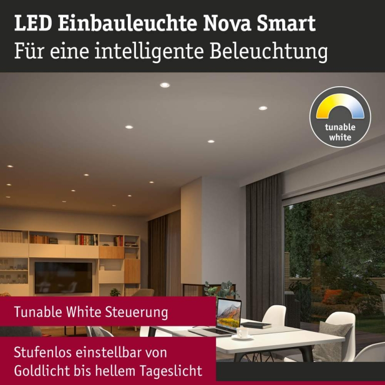 Paulmann LED Einbauleuchte Nova Coin    rund 84mm 50° Tunable White 3x6W 3x500lm 230V Weiß matt Aluminium