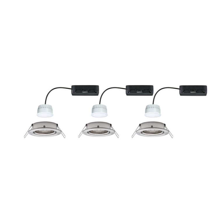 Paulmann LED Einbauleuchte Nova Coin    rund 84mm 50° Tunable White 3x6W 3x530lm 230V Eisen gebürstet Aluminium