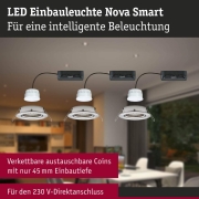 LED Einbauleuchte Nova Coin    rund 84mm 50° Tunable White 3x6W 3x530lm 230V Eisen gebürstet Aluminium
