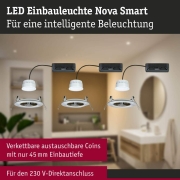 LED Einbauleuchte Nova Coin   IP44 rund 78mm  Tunable White 3x6W 3x530lm 230V Eisen gebürstet Aluminium
