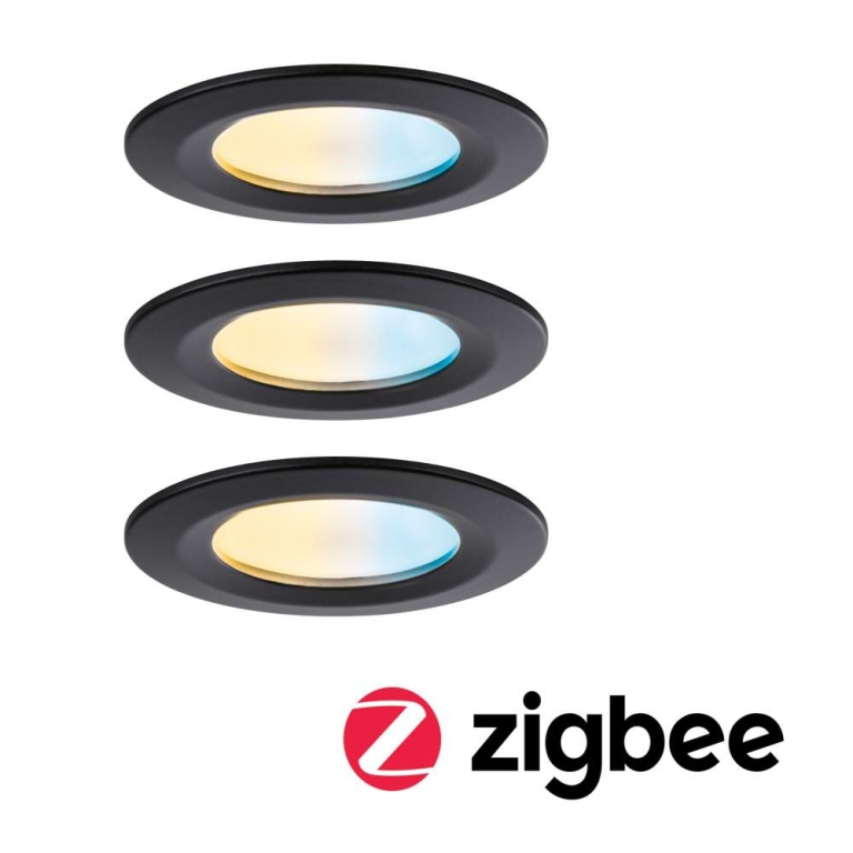 Paulmann LED Einbauleuchte Nova Coin   IP44 rund 78mm  Tunable White 3x6W 3x530lm 230V Schwarz matt Aluminium