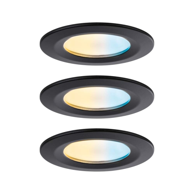 Paulmann LED Einbauleuchte Nova Coin   IP44 rund 78mm  Tunable White 3x6W 3x530lm 230V Schwarz matt Aluminium