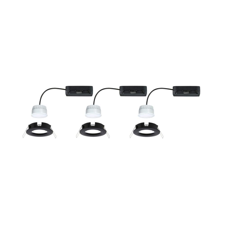 Paulmann LED Einbauleuchte Nova Coin   IP44 rund 78mm  Tunable White 3x6W 3x530lm 230V Schwarz matt Aluminium