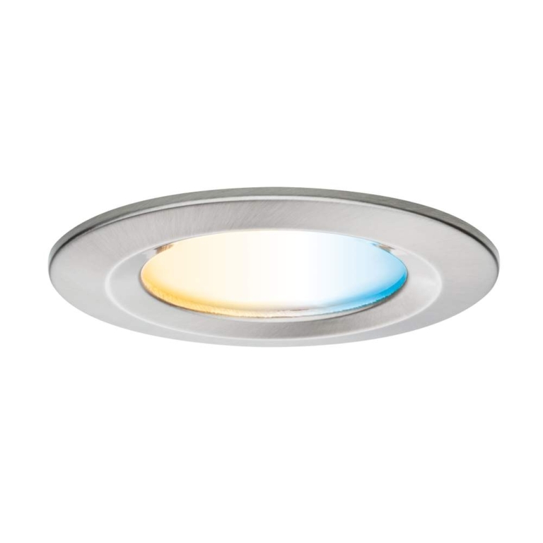 Paulmann LED Einbauleuchte Nova Coin   IP44 rund 78mm  Tunable White 6W 530lm 230V Eisen gebürstet Aluminium