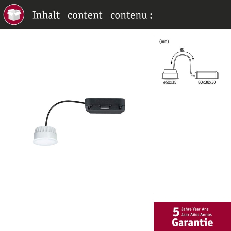 Paulmann LED Modul Einbauleuchte Tunable White Coin     50mm  Coin 6W 530lm 230V dimmbar 2200 - 6500K Satin