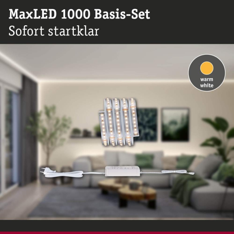 Paulmann MaxLED 1000 LED Strip Warmweiß Basisset  1,5m   11W 1100lm/m 128 LEDs/m 2700K 30VA