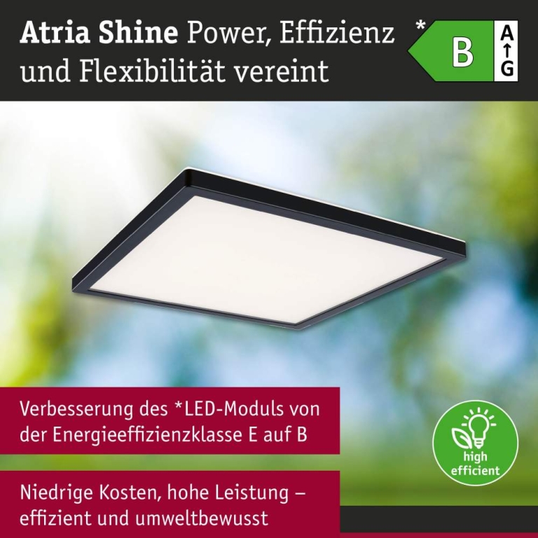 Paulmann LED Panel Atria Shine  IP44 eckig mm  15,7W 2100lm 3000 - 6500K Schwarz