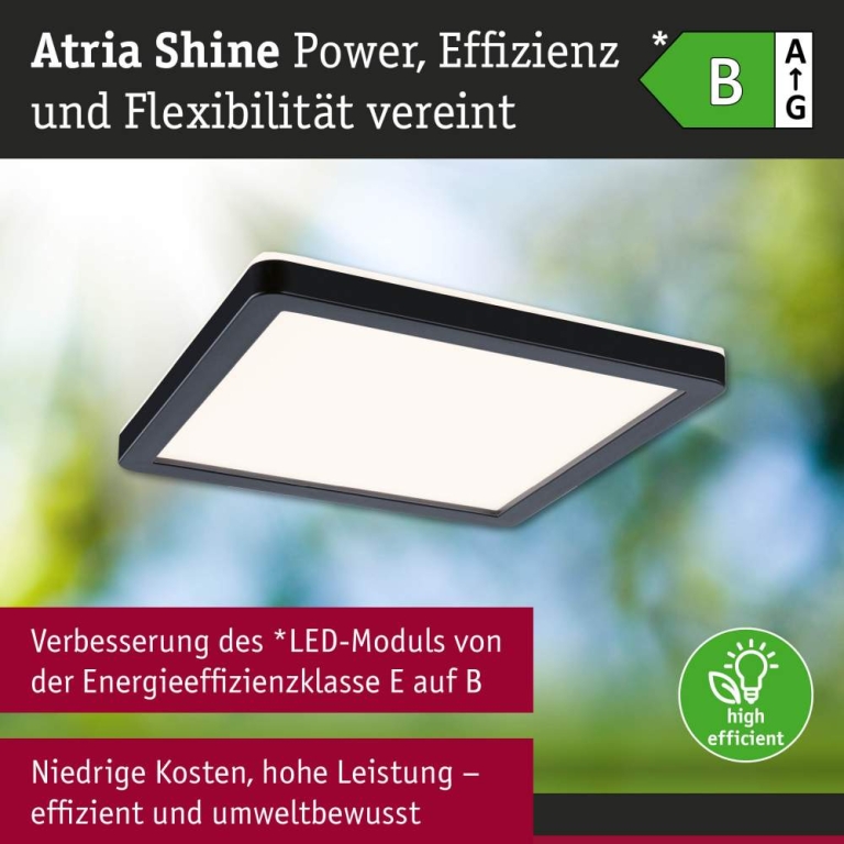 Paulmann LED Panel Atria Shine  IP44 eckig 190x190mm  8W 1160lm 3000 - 6500K Schwarz