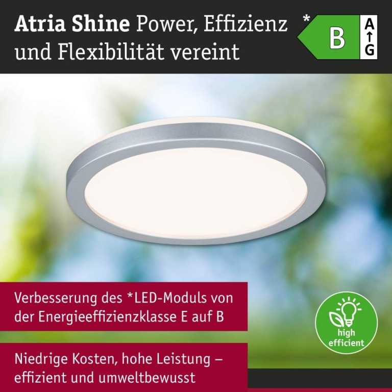 Paulmann LED Panel Atria Shine  IP44 rund 190mm  7,6W 1100lm 3000 - 6500K Chrom matt