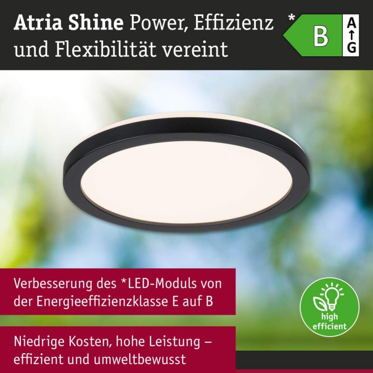 Paulmann LED Panel Atria Shine  IP44 rund 190mm  7,6W 1100lm 3000 - 6500K Schwarz