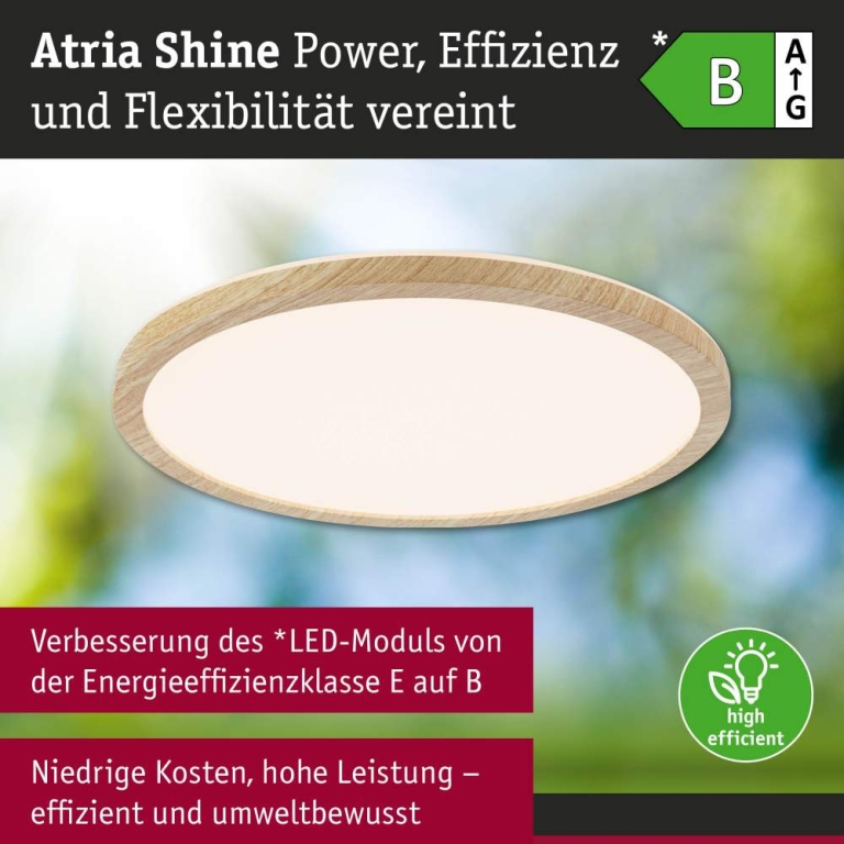 Paulmann LED Panel Atria Shine  IP44 rund 298mm  14,8W 2250lm 3000 - 6500K Holzoptik