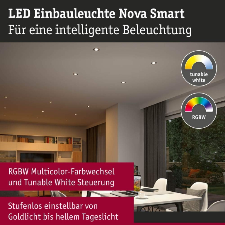 Paulmann LED Einbauleuchte Nova Coin    rund 84mm 50° RGBW+ 3x6W 3x500lm 230V Eisen gebürstet Alu Druckguss