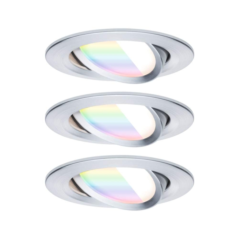 Paulmann LED Einbauleuchte Nova Coin    rund 84mm 50° RGBW+ 3x6W 3x500lm 230V Alu gedreht Alu Druckguss
