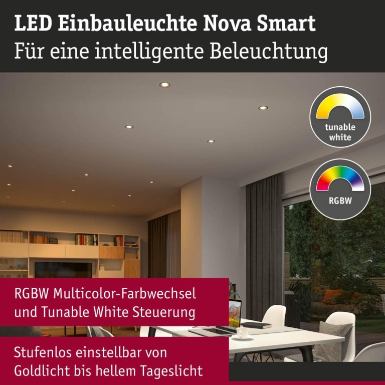 Paulmann LED Einbauleuchte Nova Coin    rund 84mm 50° RGBW+ 3x6W 3x500lm 230V Gold matt Alu Druckguss