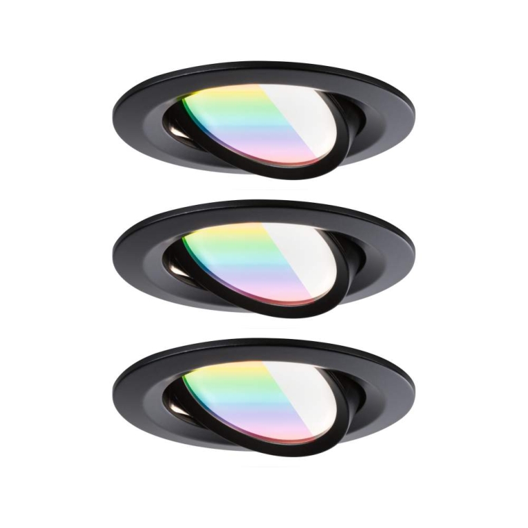 Paulmann LED Einbauleuchte Nova Coin    rund 84mm 50° RGBW+ 3x6W 3x500lm 230V Schwarz matt Alu Druckguss